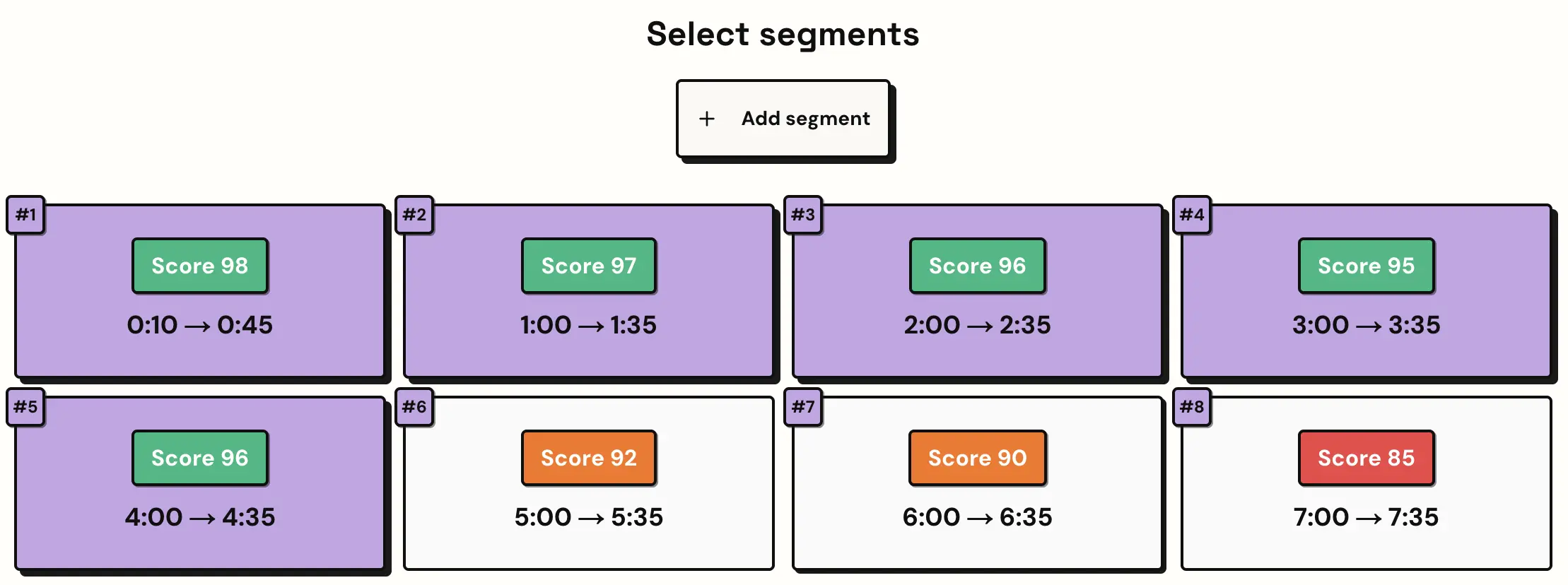 Étape 2 - Sélection des segments